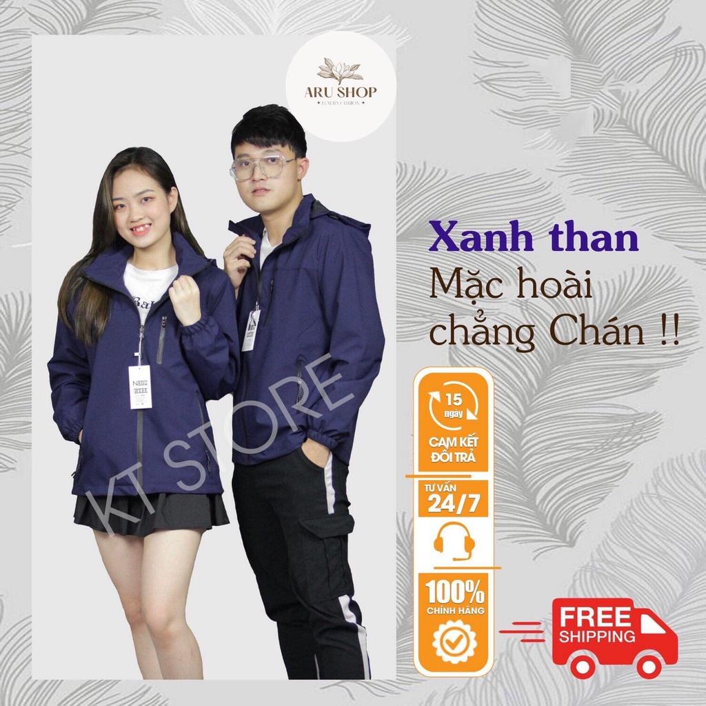 Áo khoác gió đôi nam nữ 2 lớp lót lưới cao cấp chống nước, cản gió 4 màu cơ bản ARU SHOP