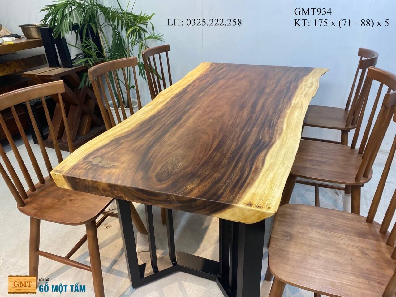 Bàn Gỗ Me Tây Nguyên Tấm, Bàn Làm Việc Gỗ Me Tây, Bàn Ăn Gỗ Me Tây Dài 1,75m Rộng 88cm Dày 5cm