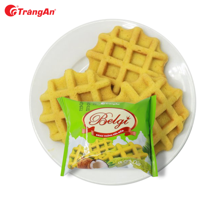 Bánh Belgi trứng sữa mềm vị cốm dừa 230g, thương hiệu Tràng An