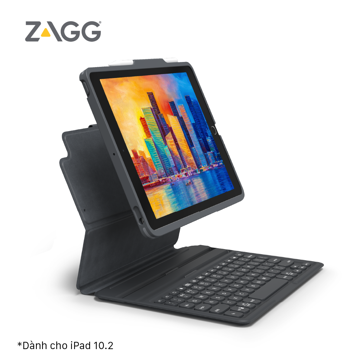 Ốp lưng kèm bàn phím ZAGG Keyboard Pro Keys-Apple-iPad 10.2-Black/Gray-UK - 103407134 - Hàng chính hãng