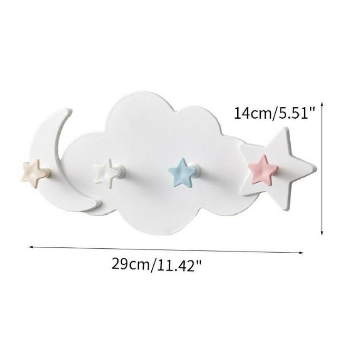 Giá Móc Treo Đồ Dán Tường Hình Đám Mây Ngôi Sao Trăng Khuyết Siêu Dễ Thương AT0390