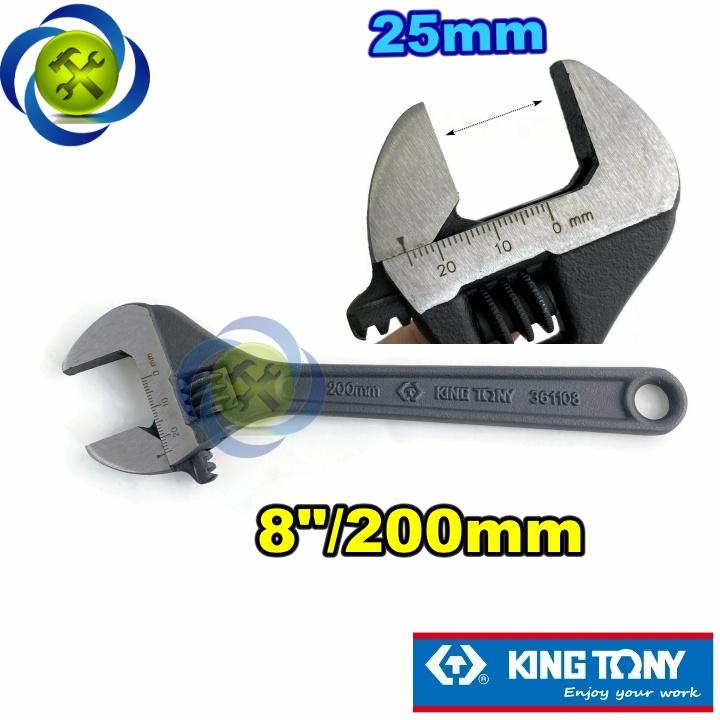 Mỏ lết đen 200mm Kingtony 3611-08P loại 8 inch mở hàm 25mm