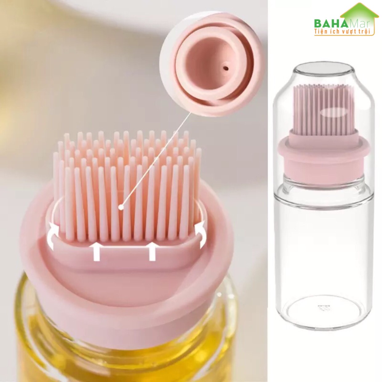 BÌNH GẮN CỌ SILICONE PHẾT DẦU NƯỚNG "BAHAMAR" có thể đổ đầy bình với dầu, nước sốt, ...để phết lên cho bánh ngọt, thịt và rau củ…