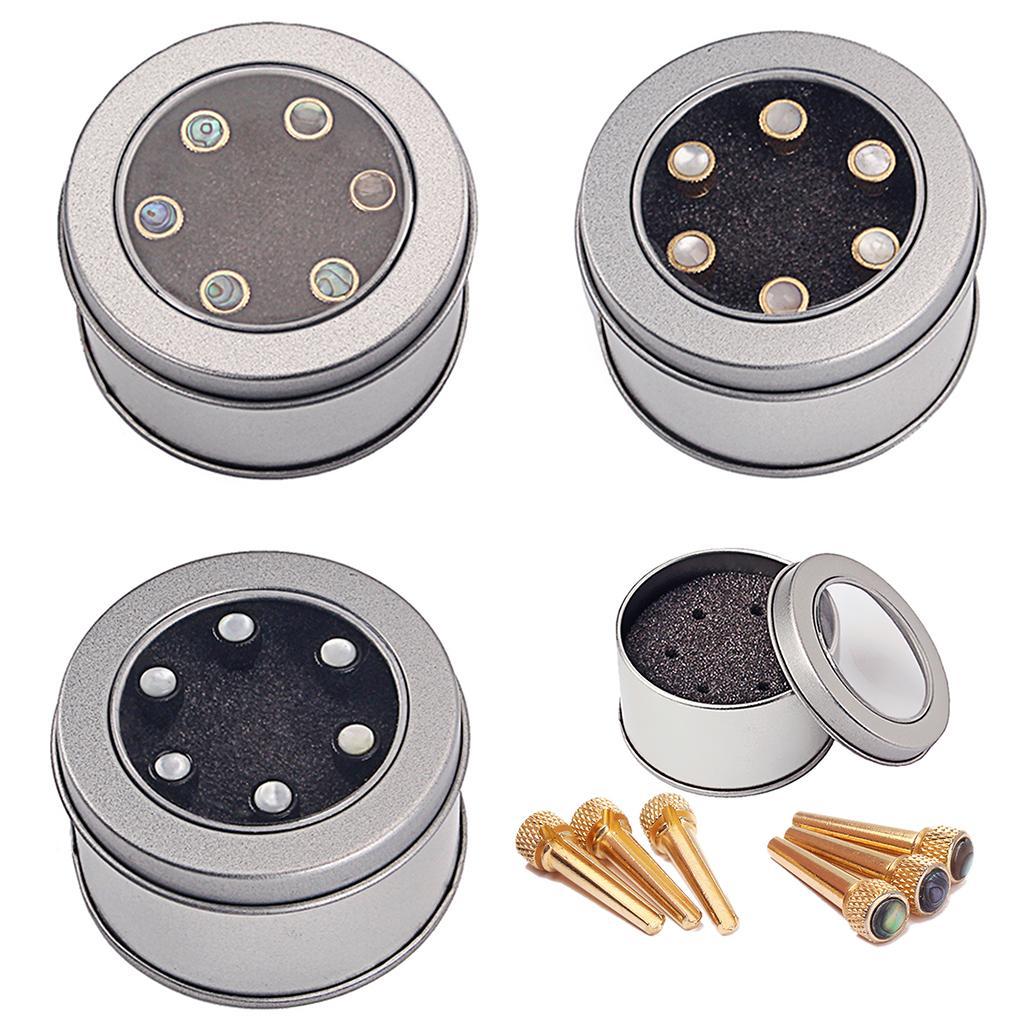 6Pcs / Set Brass Bridge Pins Endpin Replacement for Acoustic Guitar Guitarra Accessories with Tin box