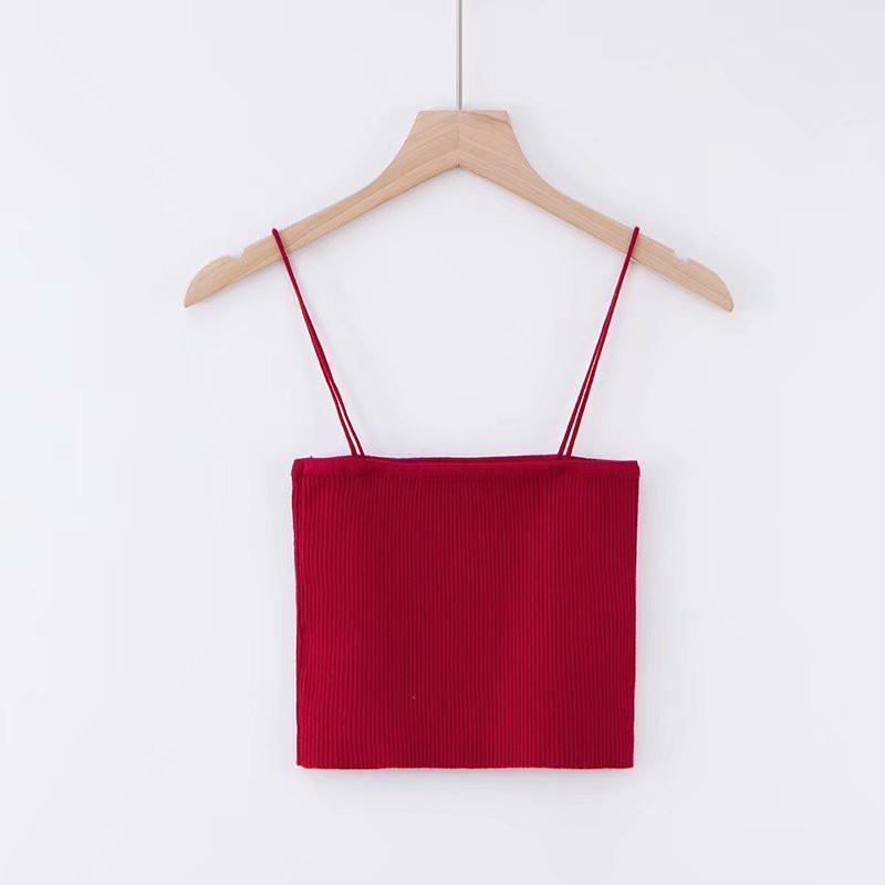 Áo thể thao bra hai dây sợi bún croptop màu đen CRA019