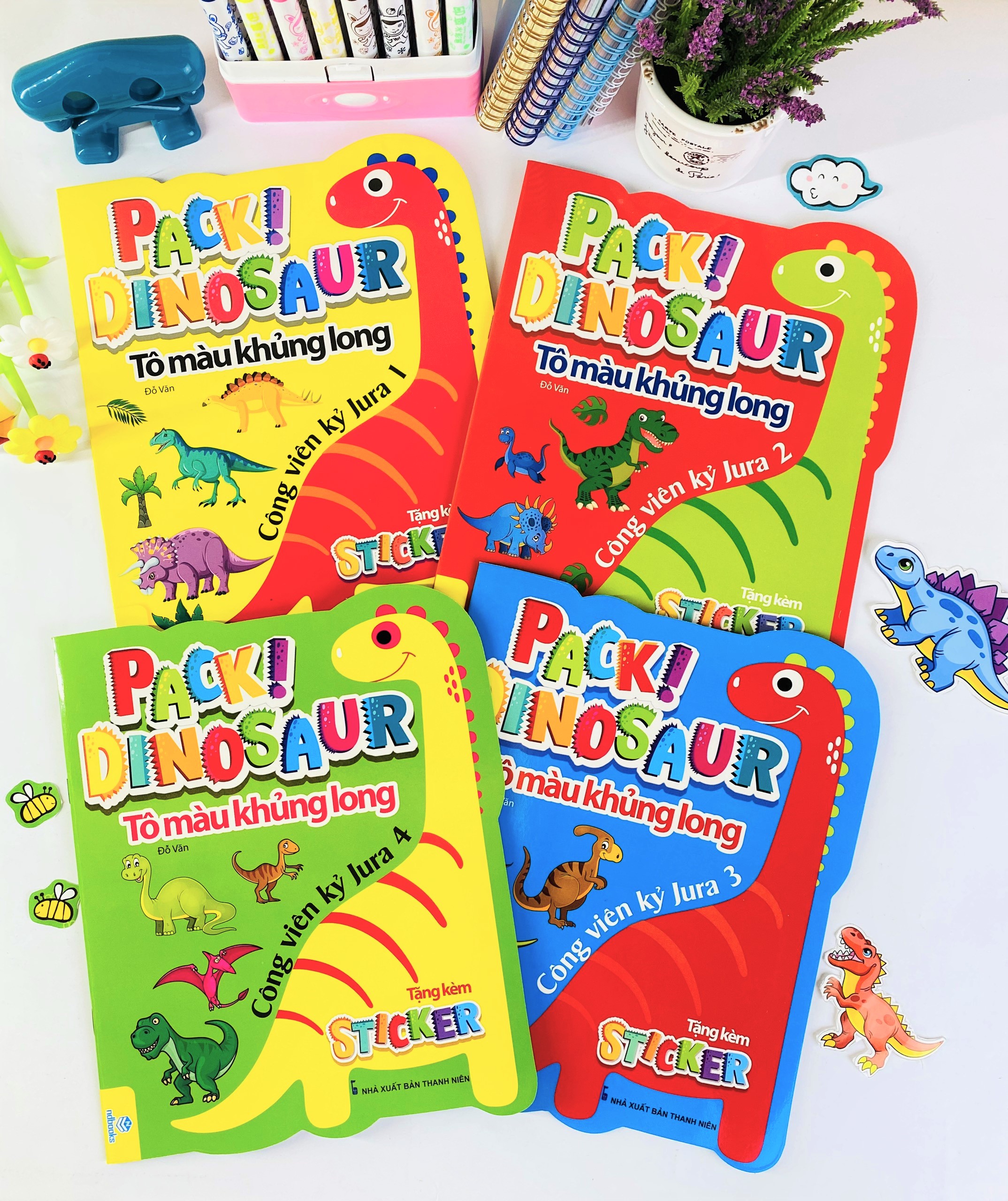 Sách - Combo 4 cuốn Tô Màu Khủng Long: Công viên kỷ Jura - ndbooks
