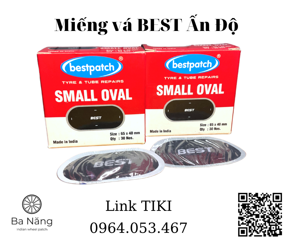 Miếng vá vỏ săm lốp xe máy, ôtô BEST hình Oval - 65x40mm
