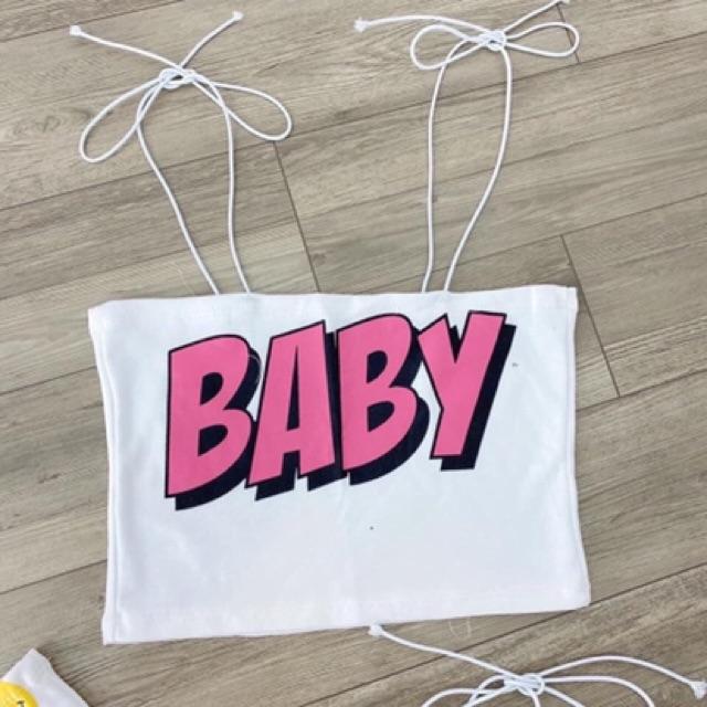 áo hai dây buộc nơ in hình dễ thương