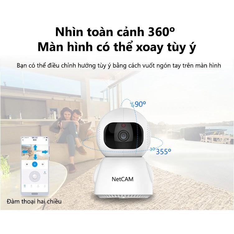 Camera IP wifi giám sát NetCAM NVA2.0 / NVA3.0 , Xoay 360 độ, Đàm thoại 2 chiều, Báo động qua điện thoại - Hàng chính hãng