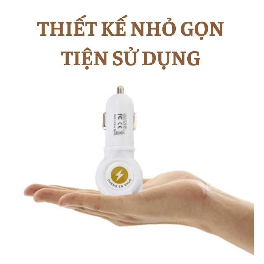 Tẩu Sạc Nhanh Ô Tô Chia 3 Cổng cho Iphone Android Có Cáp Sạc Type C Sạc Điện Thoại Trên Ô Tô T01