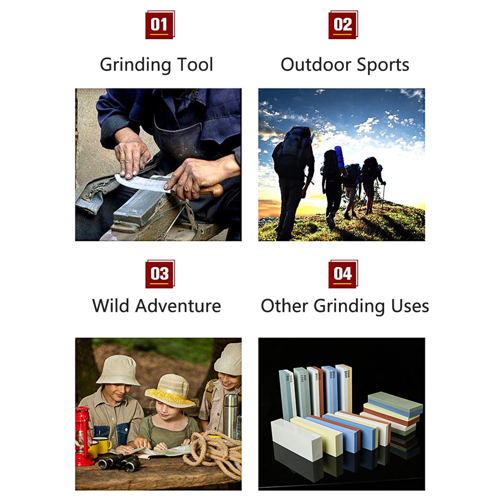 Bộ Đá mài hai mặt Grit White Corundum với giá đỡ silicone, đế tre, bộ điều chỉnh đá trắng và thanh dẫn góc, dụng cụ mài dao chuyên nghiệp