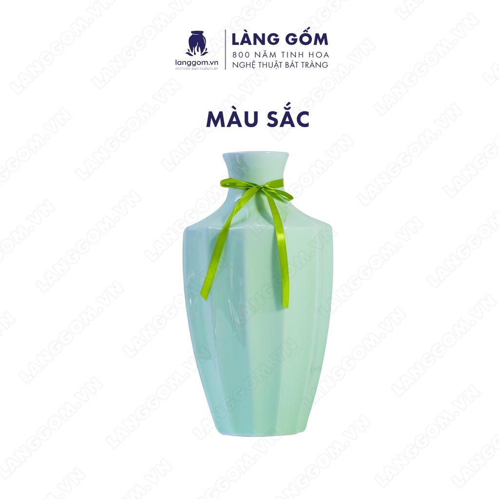 Bình hoa, lọ hoa Gốm sứ Bát Tràng cao cấp Men ngọc chây khía dùng làm quà tặng, trang trí - Làng Gốm Bát Tràng