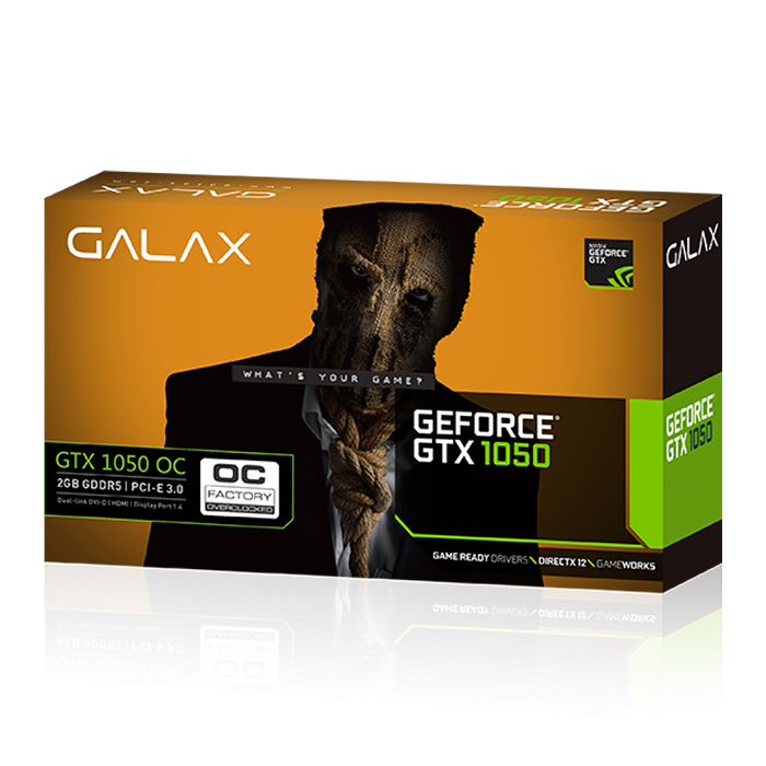 Card Màn Hình VGA Galax GeForce GTX 1050 OC 2G DDR5 50NPH8DSN8OC 128bit 1 Fan HDMI DVI D - Hàng Chính Hãng