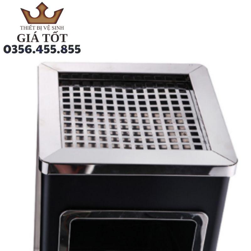 Thùng rác inox gạt tàn hình vuông