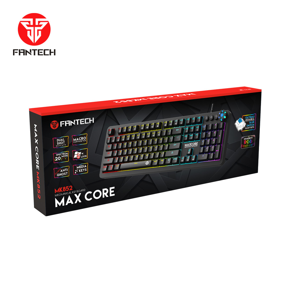 Bàn phím cơ gaming FANTECH MK852 MAXCORE, Màu đen trắng, Switch blue brown - Hàng chính hãng