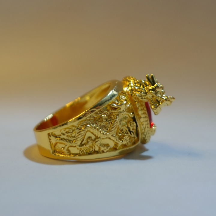 Nhẫn Nam đính hạt chạm khắc Rồng - T0242