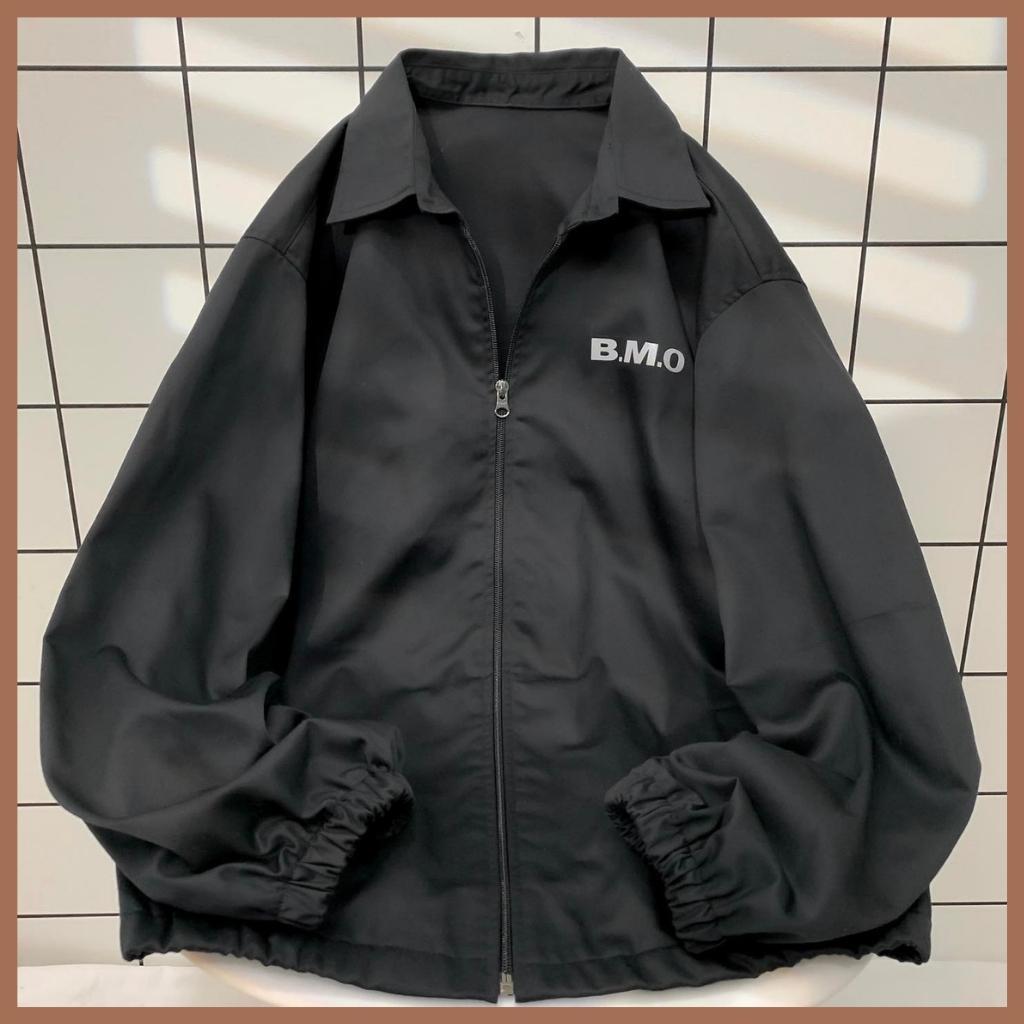 Áo Khoác Jacket Form Rộng BMO Phong Cách Ulzzang vải kaki mèm mịn, Form Rộng Unisex Phong Cách Ulzzang Áo bomber bóng chày nam nữ phối viền tay áo