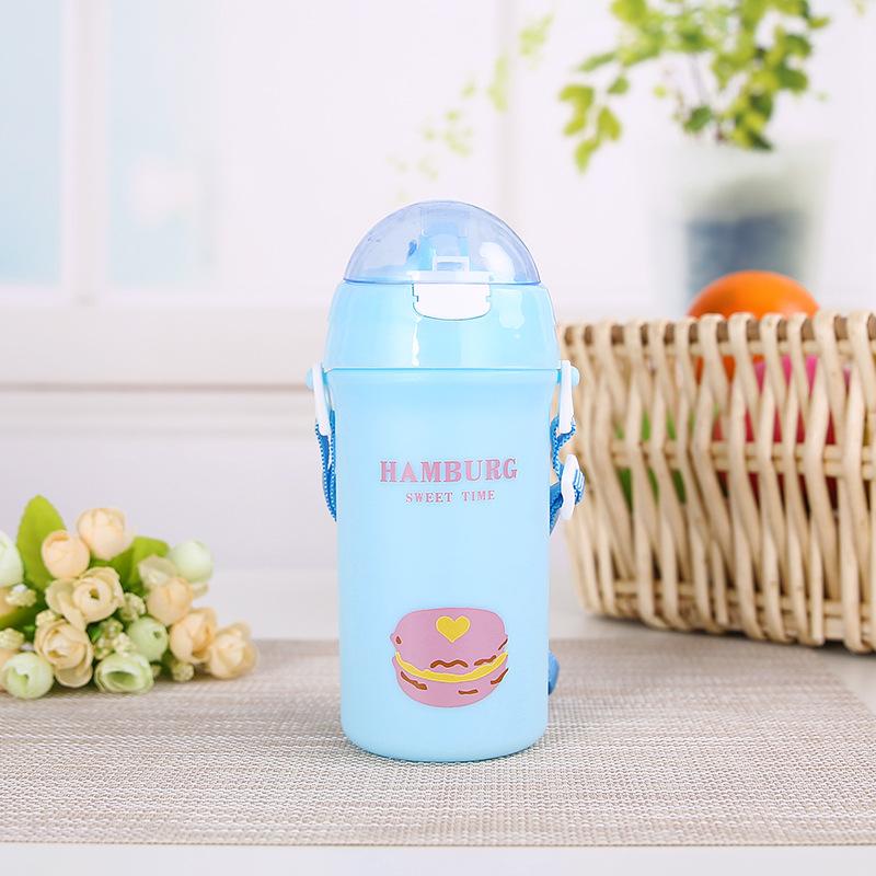 Sức Chứa Lớn 500ML Hoạt Hình Dễ Thương Trẻ Em Học Chống Rò Rỉ Nước Bé Ống Hút Tập Uống Du Lịch Dây Đeo Vai Cốc