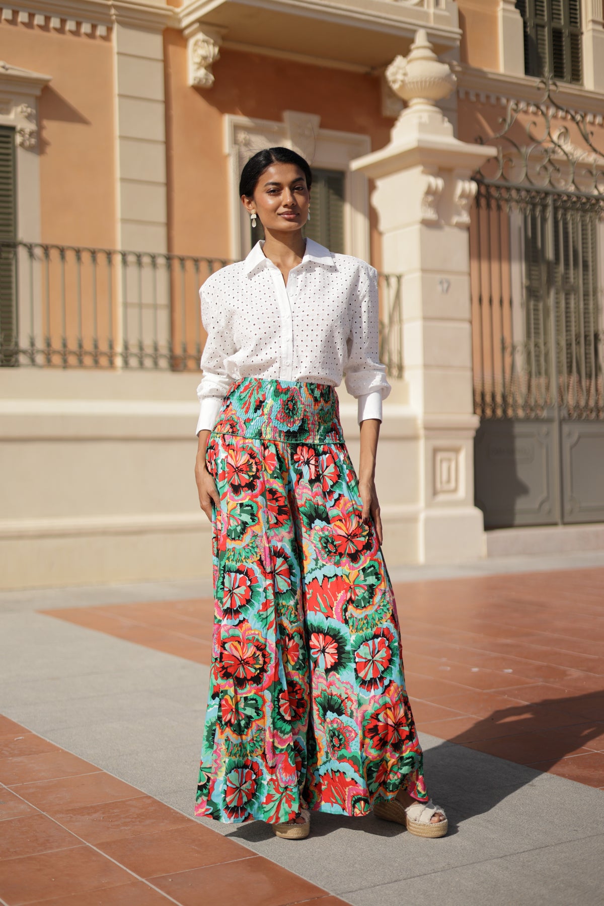 Quần Xòe Hoa Cotton Cao Cấp Luna Llena