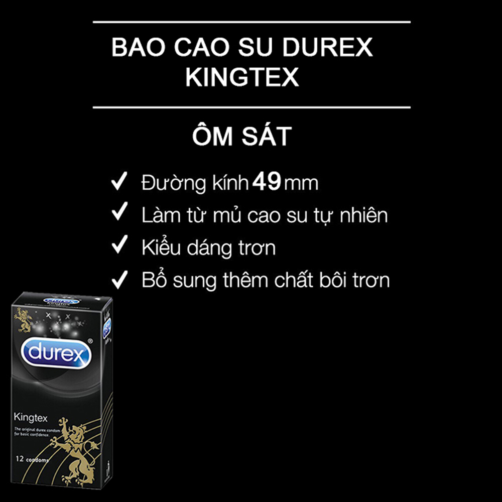 Bao cao su Durex Kingtex Combo 2 Hộp 12 BCS kích thước 49mm Thiết kế vừa vặn, ôm sát chống tuột, màu coral san hô Không mùi - Dầu bôi trơn - Hàng chính hãng 100%