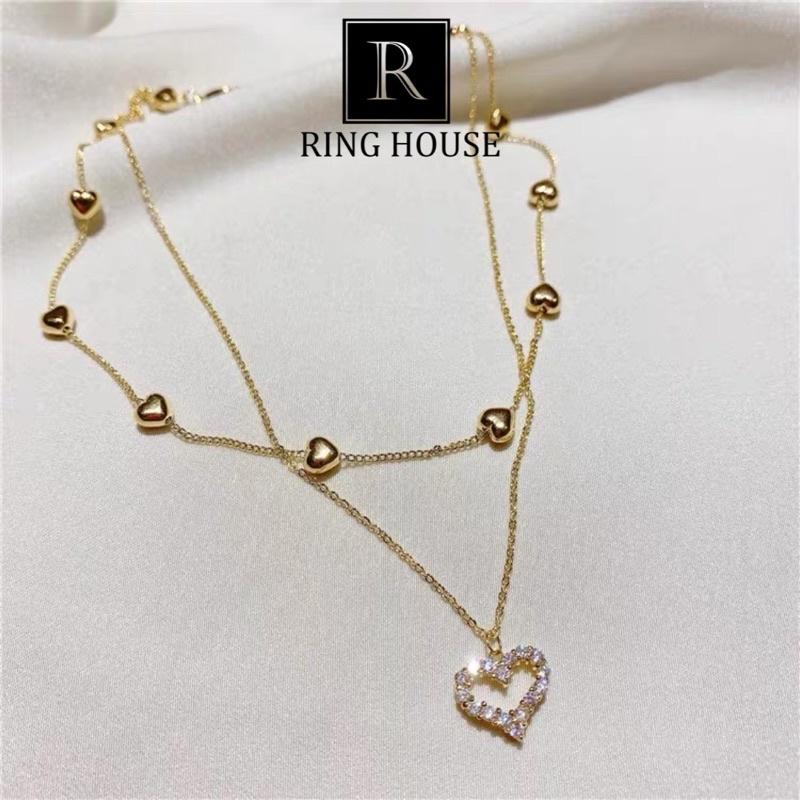 DÂY CHUYỀN NỮ CHOKER TIM 2 TẦNG