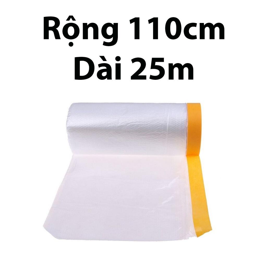 Cuộn nilon che sơn, màng che phủ bảo vệ khi phun sơn ô tô - xe máy, che nền - tường nhà kích thước 110cmx25m