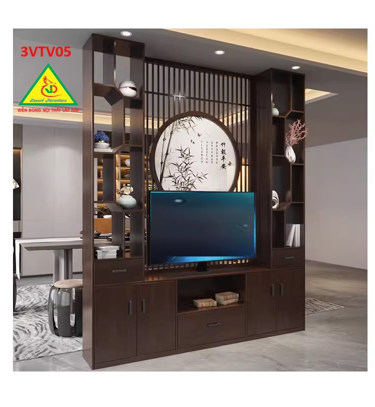 Kệ tivi kiêm vách ngăn phòng khách và nhà bếp 3VTV05 - Nội thất lắp ráp Viễn Đông