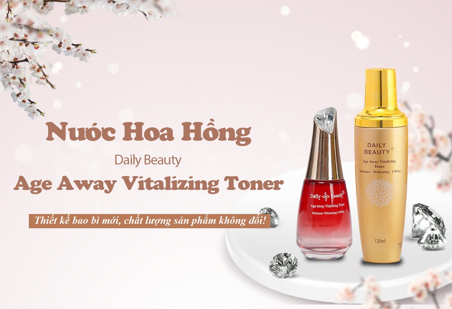 Combo 4 hộp Nước hoa hồng Daily Beauty Age Away Vitalizing Toner R&amp;B Việt Nam nhập khẩu chính ngạch từ Hàn Quốc