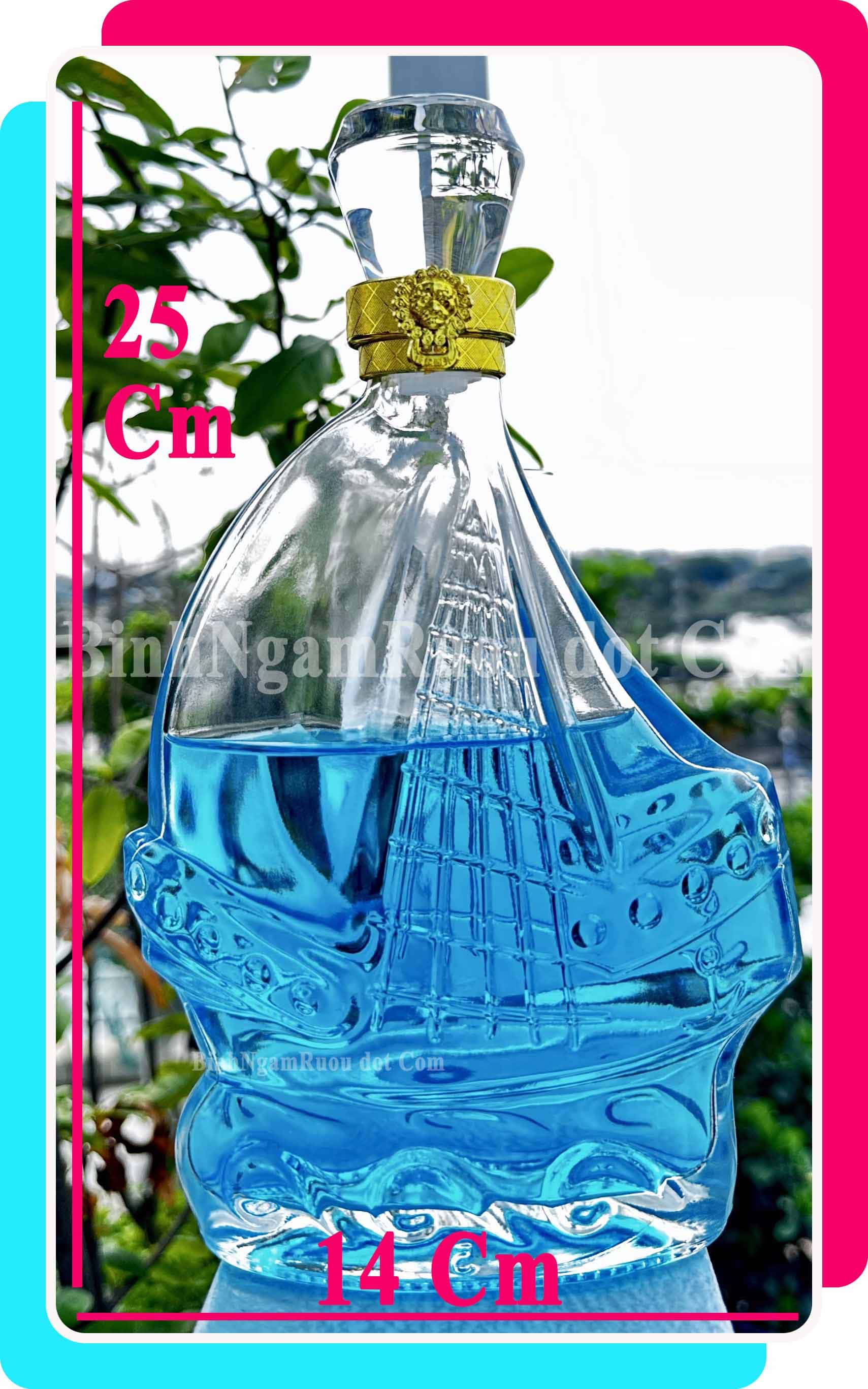 C15 Chai Đựng Rượu Thủy Tinh XO Dáng Thuyền - 500ml - Nắp Kín Thủy Tinh Trong - Tặng Biếu Sang Trọng