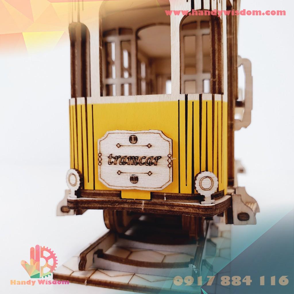 Mô hình lắp ghép gỗ Rolife - Xe buýt điện - Robotime Tramcar TG505