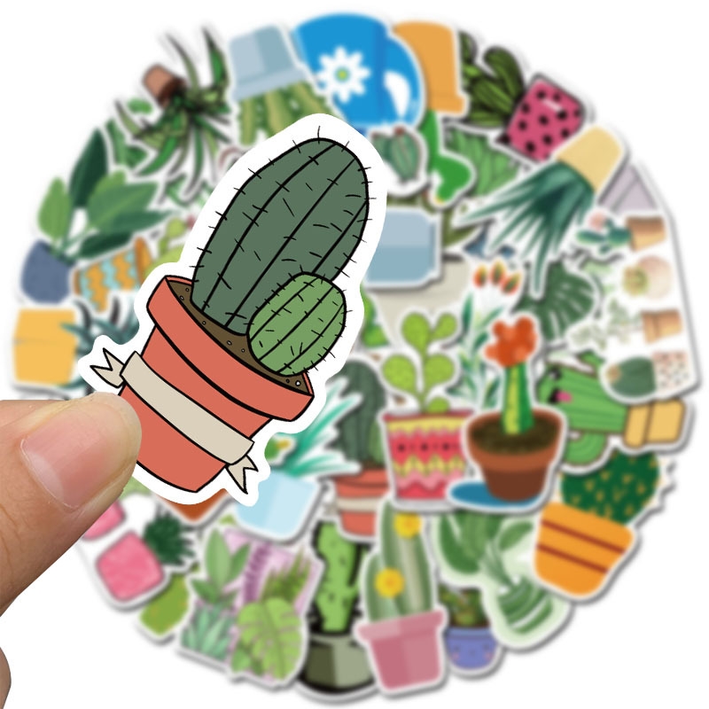 Sticker 50 miếng hình dán Green plant