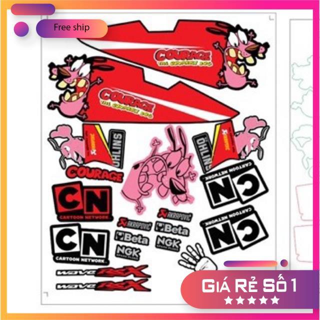 Tem rời dành cho xe Wave RSX 2014 chú chó nhút nhát