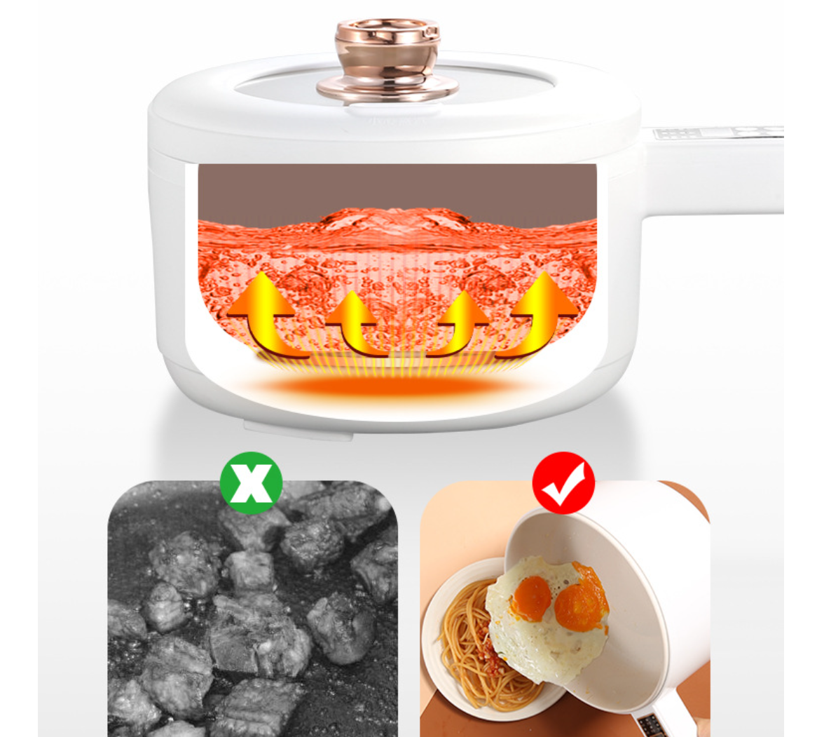 Nồi điện đa năng HaoXing Electric multi pot 220V, 50Hz, 700W, 2L- Màu ngà - Hàng chính hãng