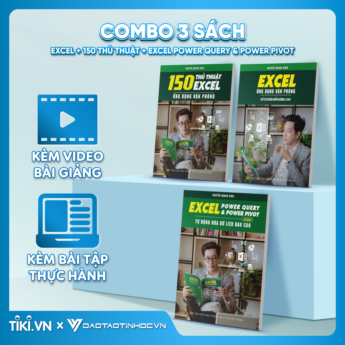 Combo 3 Sách Power Query &amp; Power Pivot, 150 Thủ Thuật Và Excel Cơ Bản Đến Nâng Cao Kèm Video Khóa Học