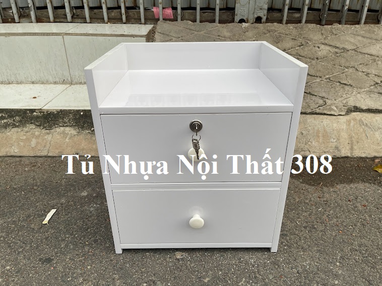 Tủ, Kệ Đầu Giường Nhựa Đài Loan Cao 45,5cm Ngang 43cm Sâu 31cm Màu Trắng K145