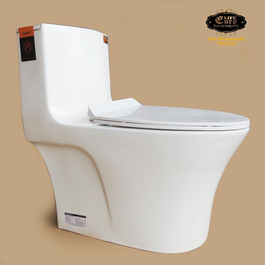 Bồn cầu 1 khối men sứ Nano tuyết, nắp đóng êm Eurolife EL-BC262