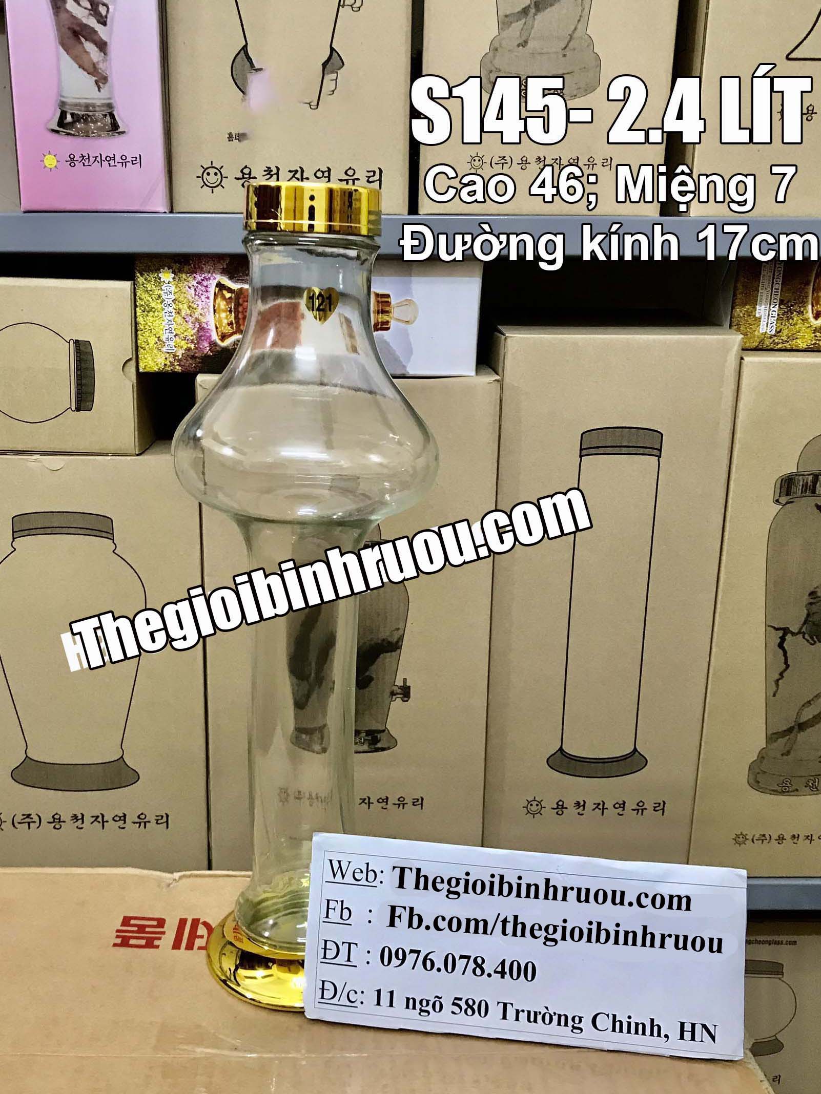 Bình thủy tinh ngâm rượu sâm Hàn 2,5 lít