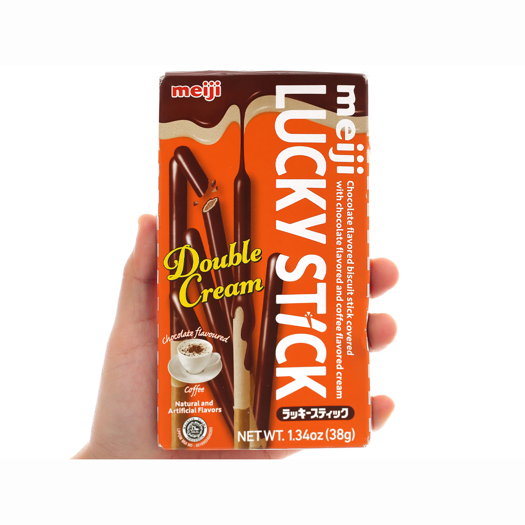 Lốc 10 Bánh que Meiji Lucky stick Chocolate &amp; Coffee 38gr