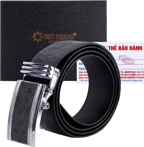 Thắt Lưng Nam Da Đà Điểu Bản Lớn Da Hột Huy Hoàng HT4433 - Đen