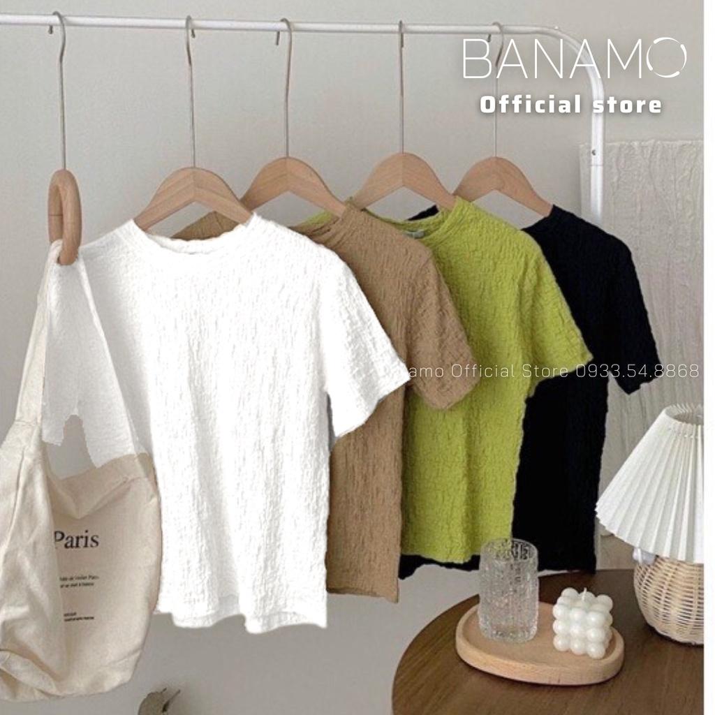 Áo phông xốp nữ ngắn tay chất cực đẹp thời trang Banamo Fashion phông xốp 3 màu 391