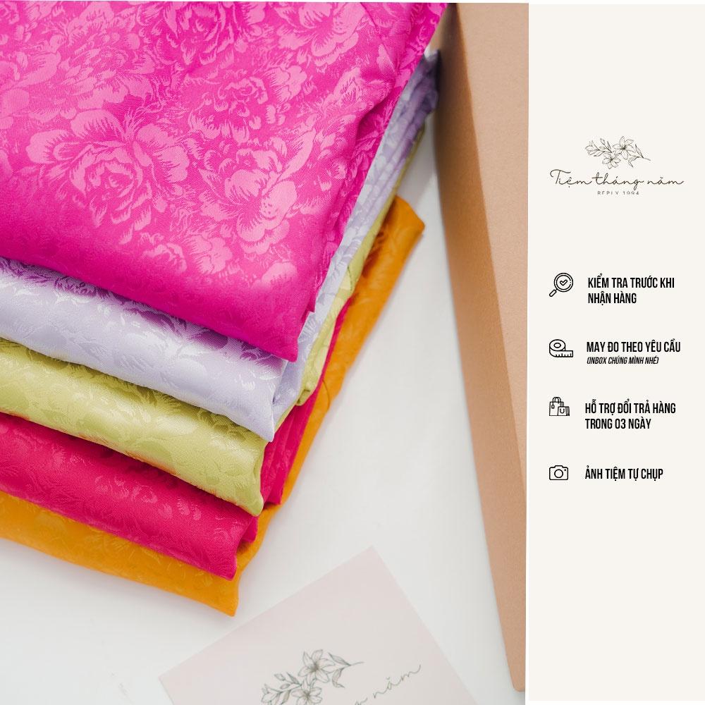 Áo dài Gấm Trà hoa - Màu Tím Pastel