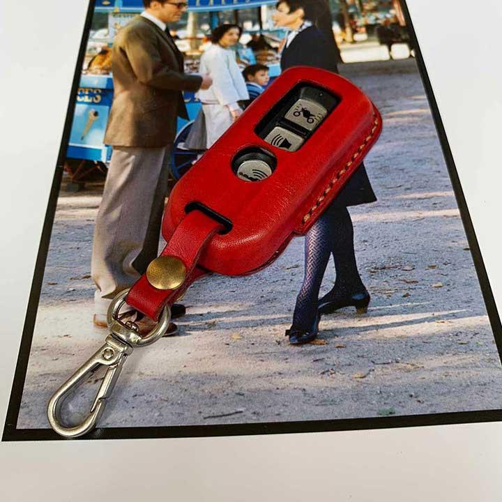 Bao da chìa khóa SH - màu đỏ - da bò thật - handmade DT384