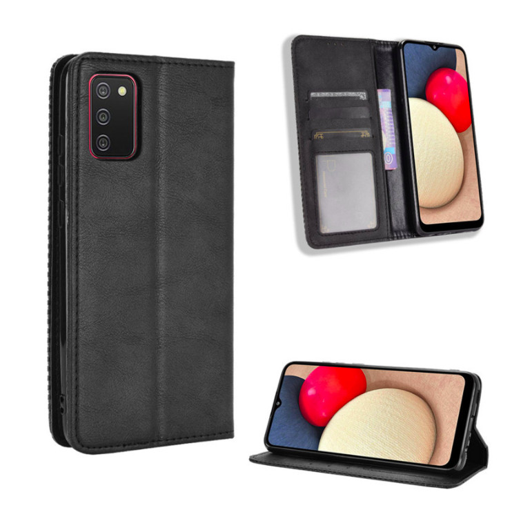 Bao da dành cho Samsung Galaxy A02s Flip Wallet Leather dạng ví đa năng siêu bền siêu êm