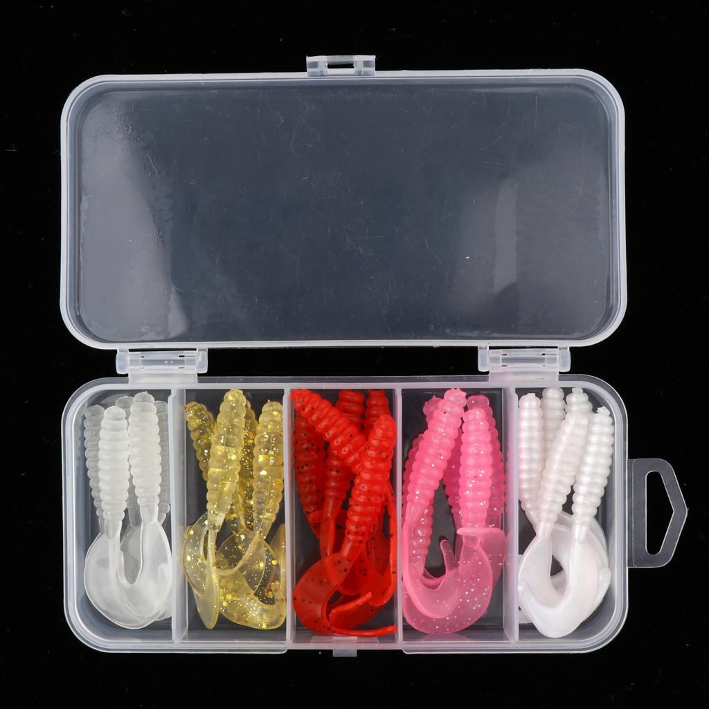 25pcs  Soft Worm Fishing Lures Set Artificial Bait Shad Swimbait
