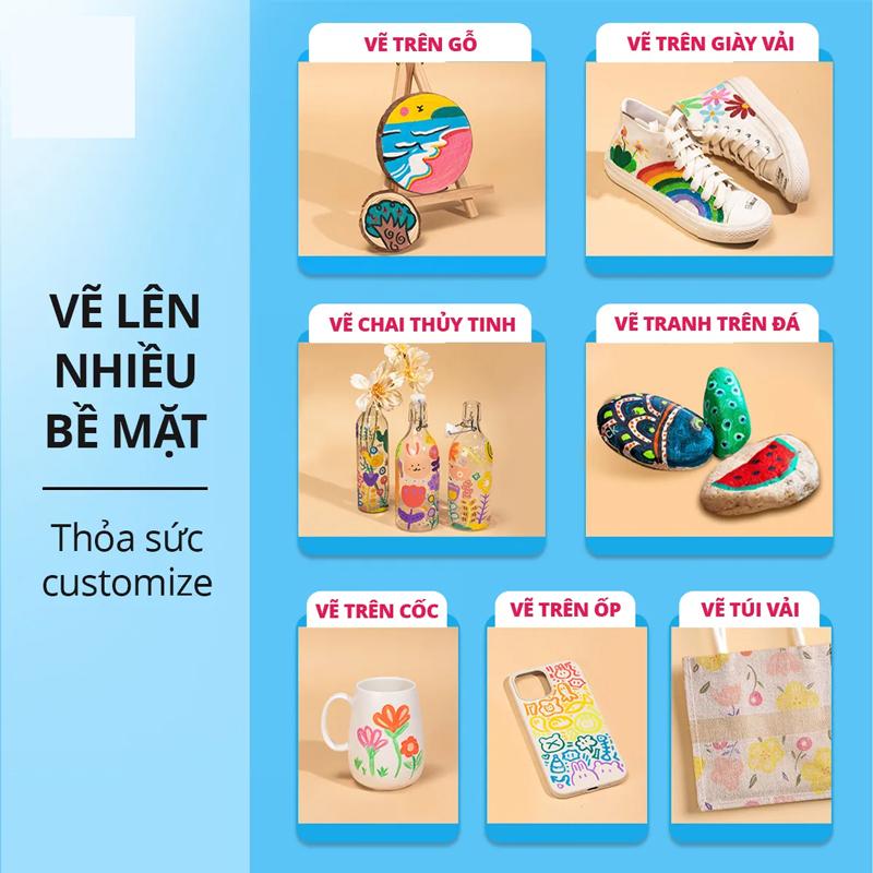 Hộp 60 Bút Lông Màu Acrylic Markers - Deli HM108-60