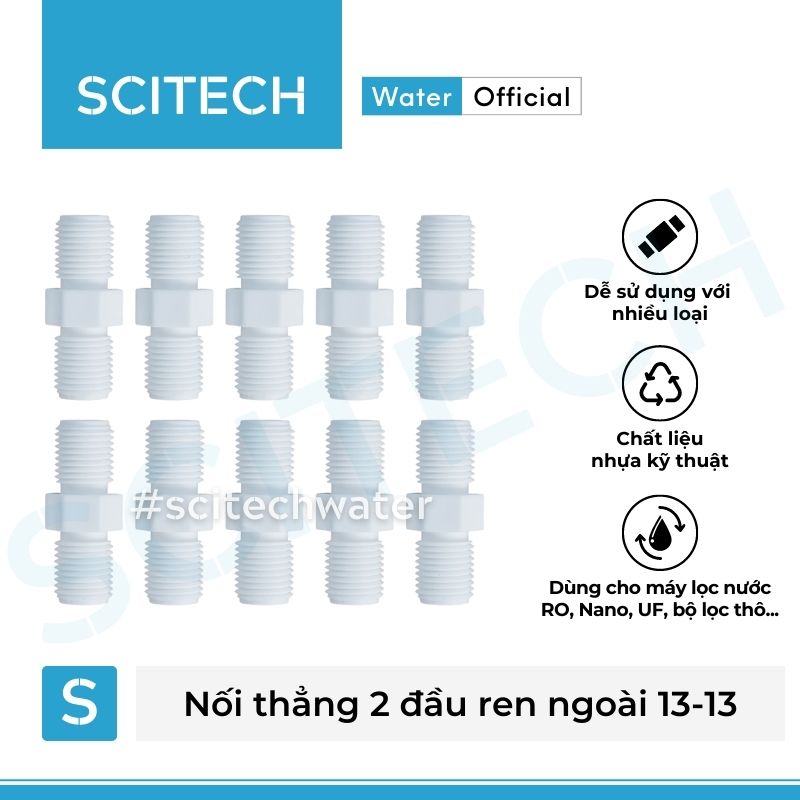 Nối thẳng 2 đầu ren 13/21/27 dùng trong máy lọc nước - Hàng chính hãng