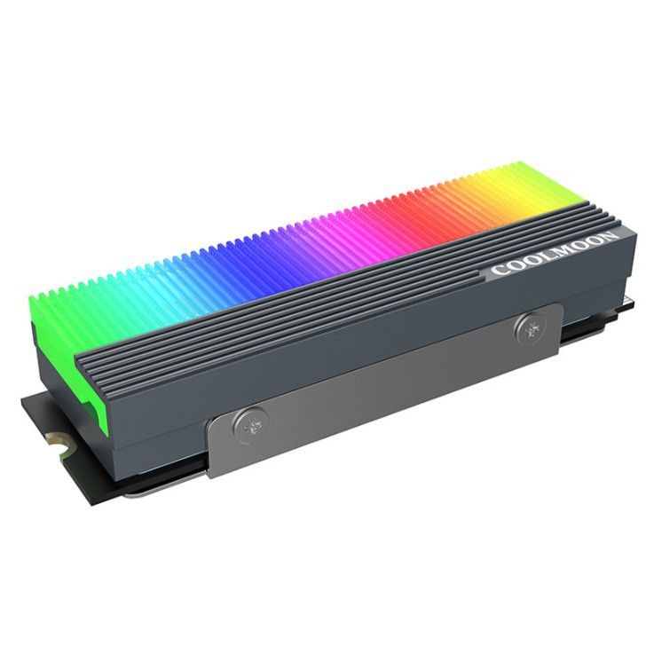 Tản nhiệt SSD M2 2280 Coolmoon Led RGB đồng bộ Hub Coolmoon, đồng bộ Mainboard - Hàng nhập khẩu