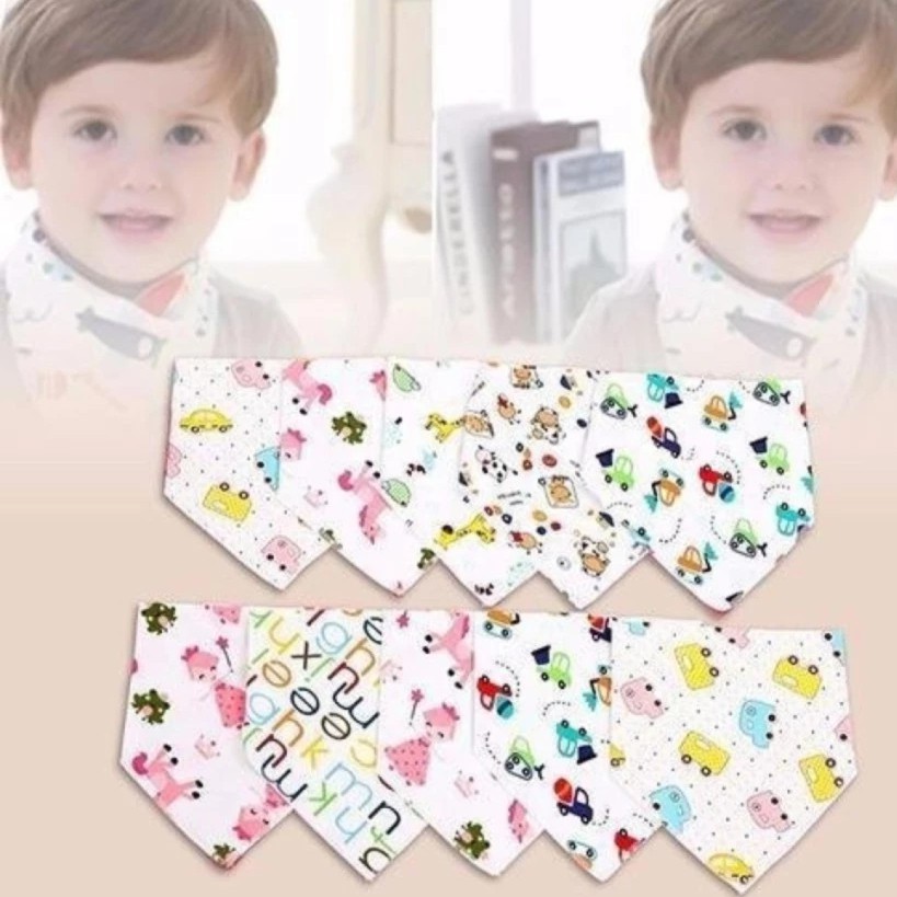 Set 10 Khăn Tam Giác Cotton Có Cúc Bấm