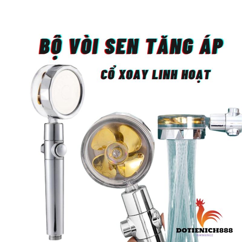 Vòi sen tắm tăng áp, tay sen tắm đứng có cánh quạt đầu vòi tiết kiệm nước cổ xoay linh hoạt thông minh