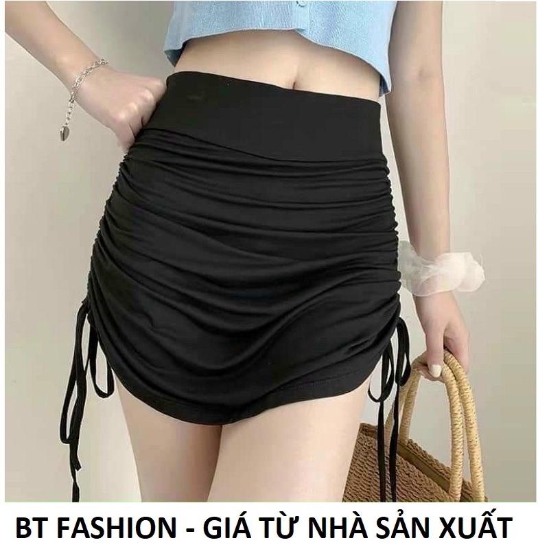 Chân VÁY Ngắn Thun Ôm Body Dây Rút 2 Bên HOT - BT Fashion (VA01) + VIdeo, Hình Thật